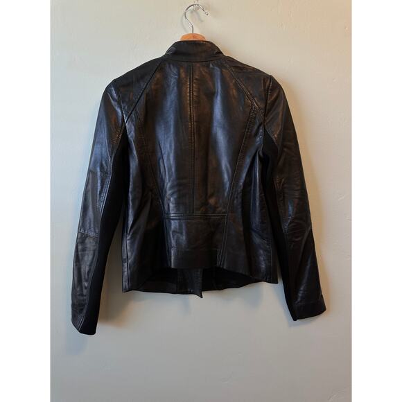 Nordstrom Black Leather Biker Jacket - Picture 4 of 7